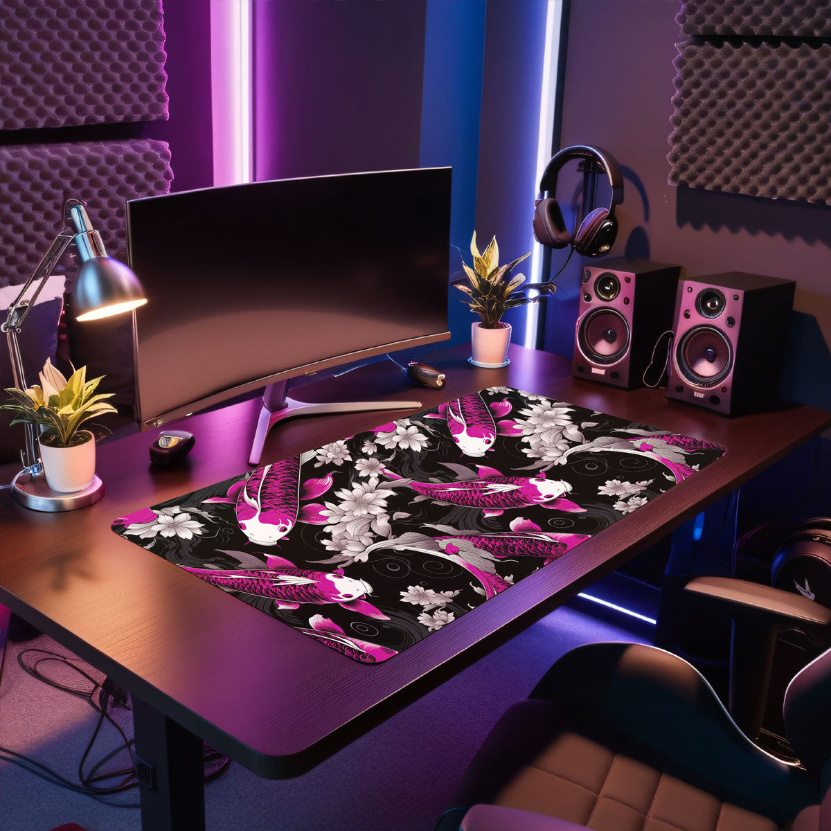 KOI PATTERN PURPLE - Japan Design - XXL Gaming Mauspad