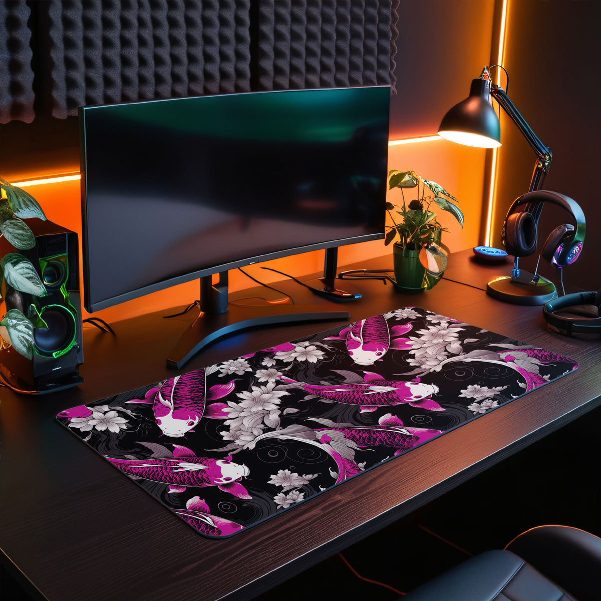 KOI PATTERN PURPLE - Japan Design - XXL Gaming Mauspad