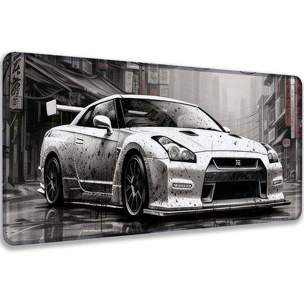 GTR Black White - Car Design - XXL Gaming Mauspad
