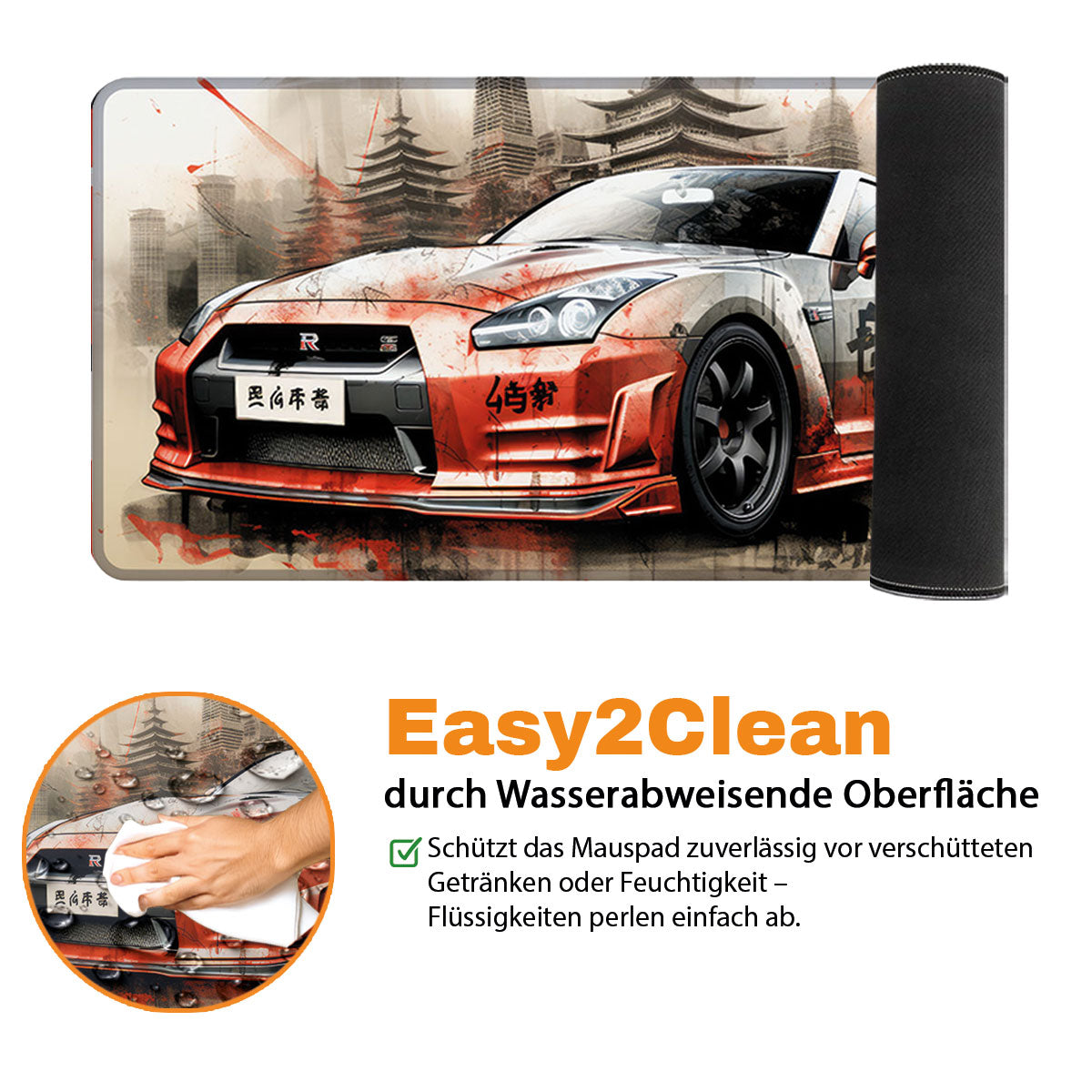 GTR Orange China - Car Design - XXL Gaming Mauspad