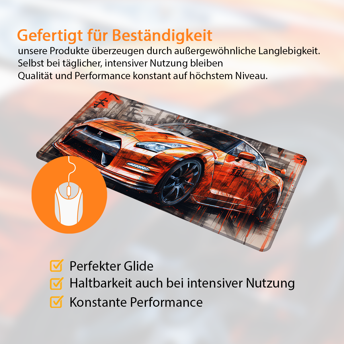 GTR Japan Orange - Car Design - XXL Gaming Mauspad