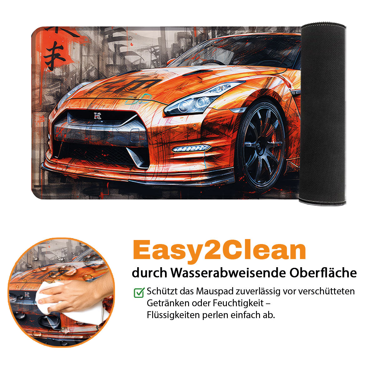 GTR Japan Orange - Car Design - XXL Gaming Mauspad