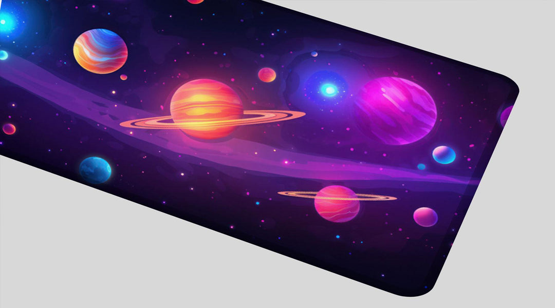 PURPLE PLANETS - Space Design - XXL Gaming Mauspad