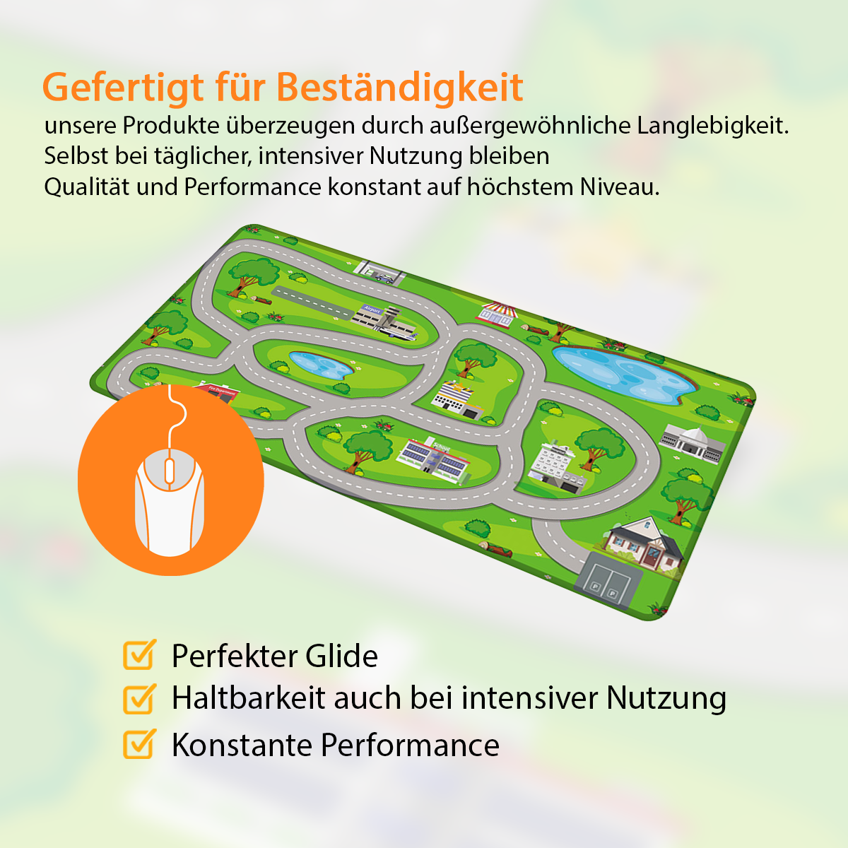 Kinder Strassenteppich Spielteppich Green - XXL Gaming Mauspad