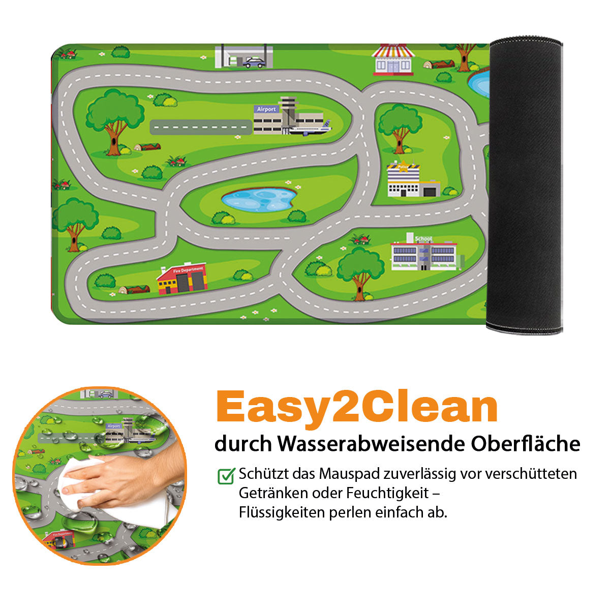 Kinder Strassenteppich Spielteppich Green - XXL Gaming Mauspad