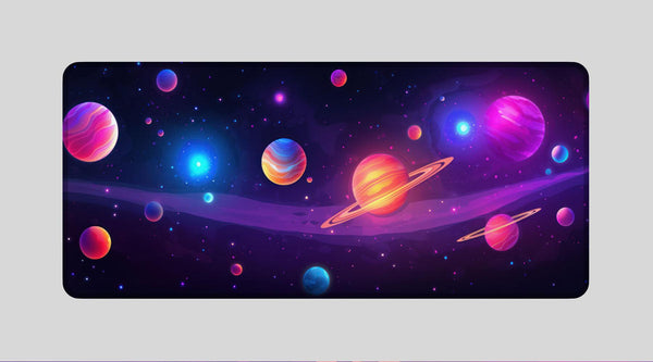 PURPLE PLANETS - Space Design - XXL Gaming Mauspad