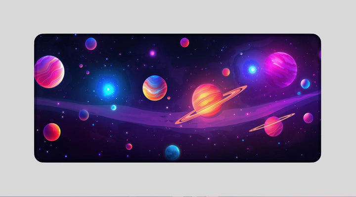 PURPLE PLANETS - Space Design - XXL Gaming Mauspad