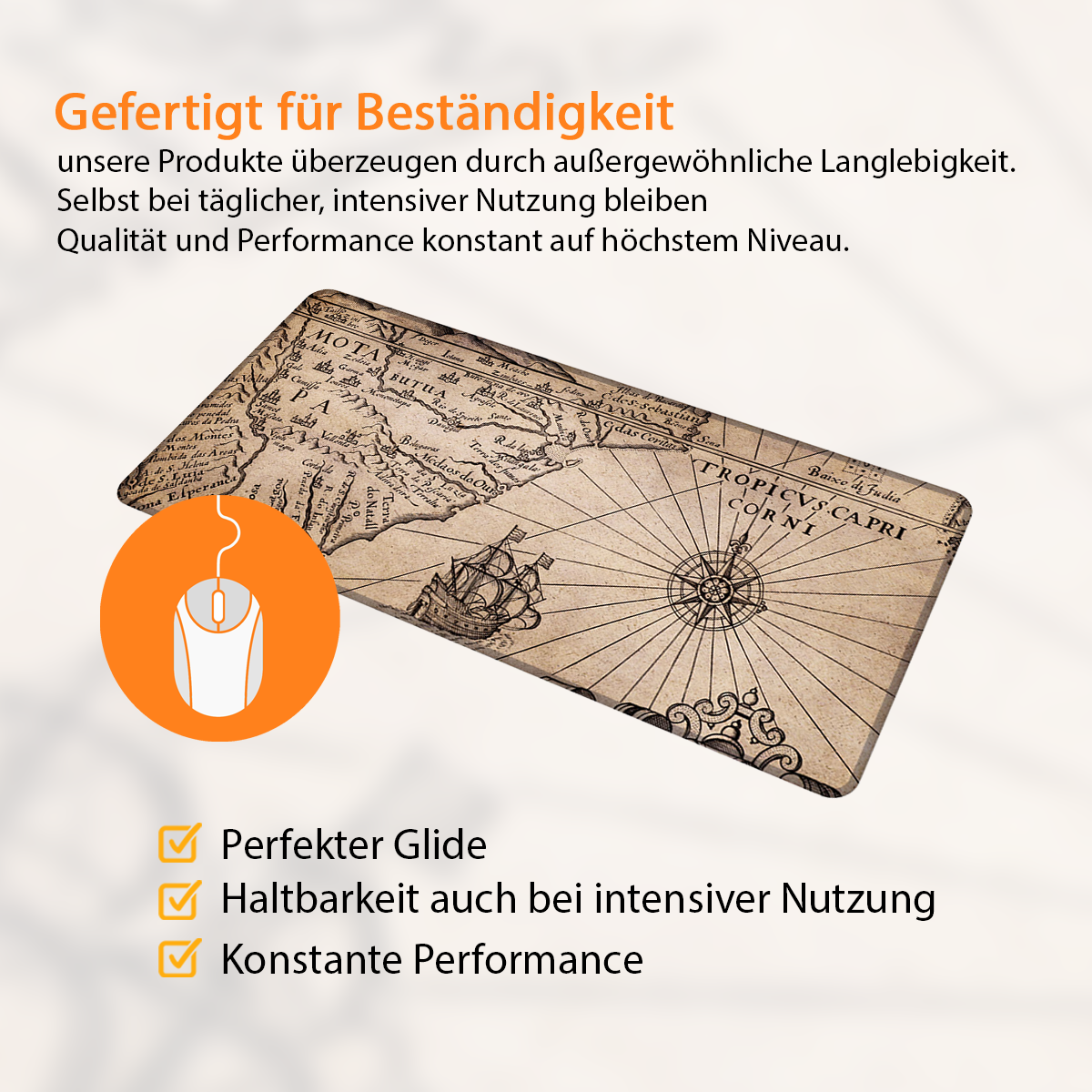 SEE WELTKARTE VINTAGE - Karten Design - XXL Gaming Mauspad