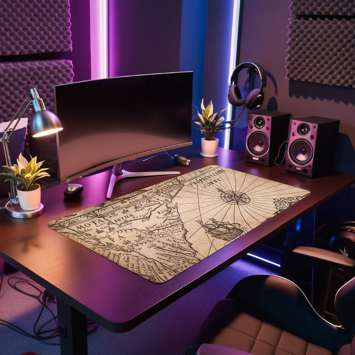 SEE WELTKARTE VINTAGE - Karten Design - XXL Gaming Mauspad